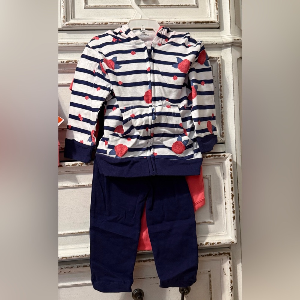 Navy and White Striped Jacket 3 Piece Set